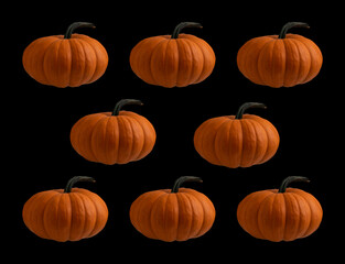 halloween pumpkins seamless pattern on black background