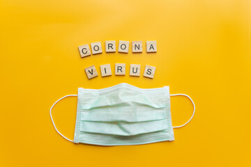 mask for protect Coronavirus, Covid 19 on colorful background. soft focus.