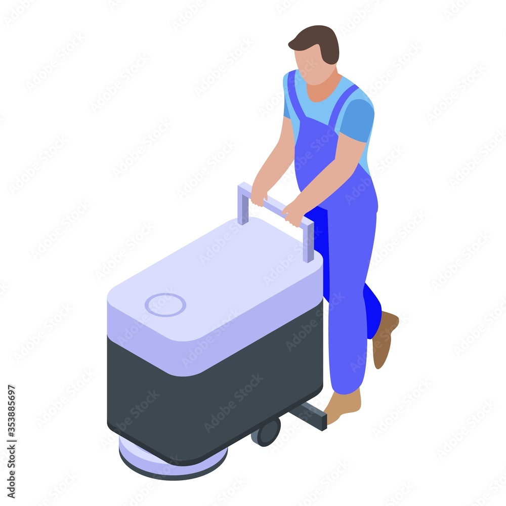 Poster cleaning floor machine icon. isometric of cleaning floor machine vector icon for web design isolated