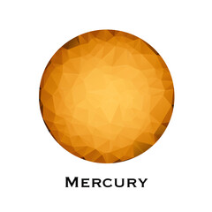 Mercury. Triangle polygonal mercury in solar system planet. Polygon design. Low polygon vector illustration with white background. 