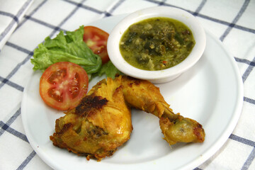 Indonesian Food, Fried Chicken with Green Chili Sauce