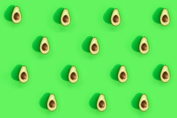 avocado color on a solid background, the top view pattern