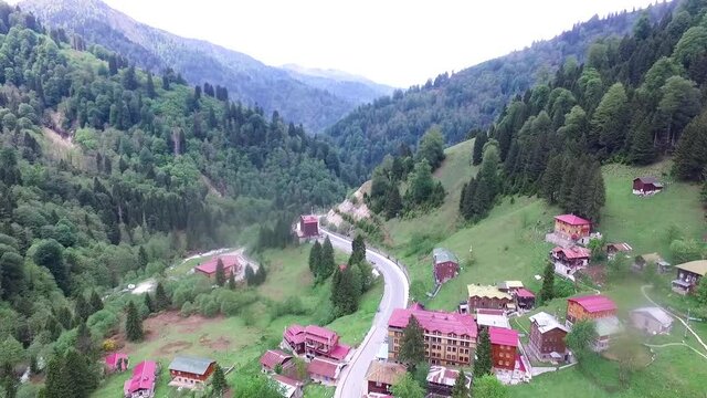 Ayder,Tarabzon Area/Turkey- May 22, 2017:Ayder Tour by drone
