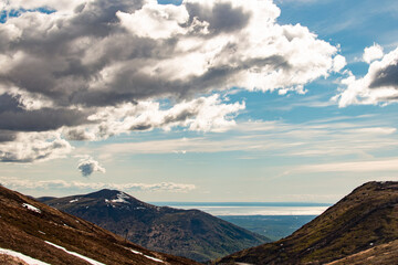 Fototapeta premium Ascending out of Anchorage into Chugach State Park