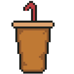 Pixel drink isolated on white background. Pixel art.  Fast food.
