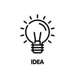 Bulb idea outline icon style design illustration on white background