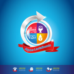 Omega Vitamin Calcium or Nutrition Logo Label Vector Concept.