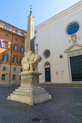Fototapeta na wymiar Elephant and Obelisk at the Piazza della Minerva, Rome, Italy