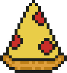Fototapeta premium Pixel pizza isolated on white background. Pixel art. Fast food.