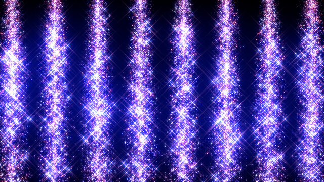 Light waterfall fireworks star particle 3D illustration background.
