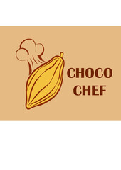 Logo suitable for a Chocolate Factory.
Featuring a Cocoa Bean & a Chef-hat.