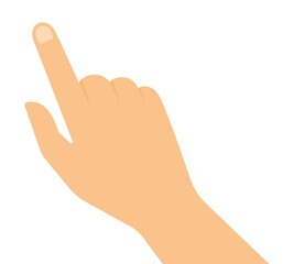 Hand of a man with an index finger close up vector illustration in a flat design.