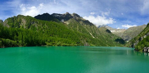 Fototapeta na wymiar lake and mountains in Piedmont, Horses lake, Antrona valley