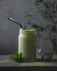 glass of iced matcha green tea