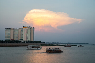a view of a Hotel near Mekong river, Phnom Penh, Cambodia