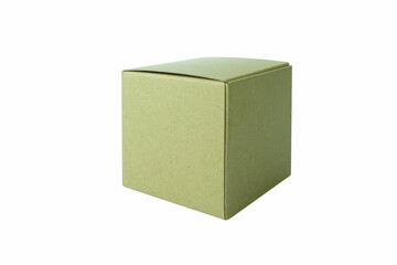 Cardboard Cube Box Isolated on White Background.