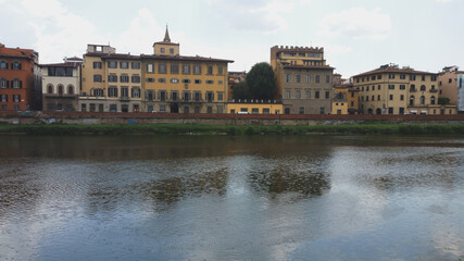 Fototapeta na wymiar 18 June 2015 Arno River Florence, Italy