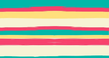 Fotobehang Horizontale strepen Oranje, bruine lijnen naadloze zomer patroon, Vector aquarel Sailor strepen. Retro Vintage Grunge stof Fashion Design horizontale penseelstreken. Eenvoudig geverfd inktspoor, geometrische koele herfstafdruk