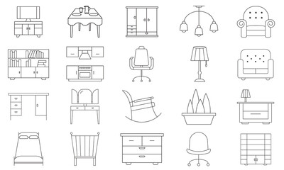 Furniture icon set, icon pack free vector icon