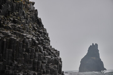 basalt cliffs on the Iceland coast near Vik