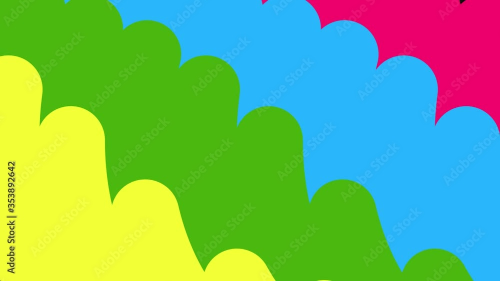 Poster colored abstract 7 moution grapfics transition at black background. 3d rendering. cgi loop animation