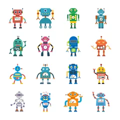 Deurstickers Robot Robottechnologie plat pictogrammen