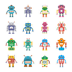 
Robotic Persons Flat Icons 
