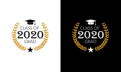 Class of 2020, lettering for greeting, congratulation event, party, high school or college graduate, invitation card
