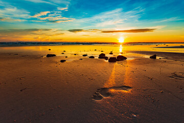 Beautiful sea landscape ocean natural during sunset Outdoor natural background