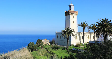 Fototapeta na wymiar Phare Cap Spartel Lighthouse near Tangier in Morocco