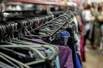 choosing clothes at flea market