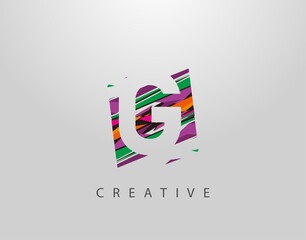 Creative G Letter Logo. Modern Abstract Geometric Initial G Design, made of various colorful pop art strips shapes
