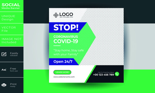 Stop covid 19 social media banner design