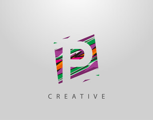 Creative P Letter Logo. Modern Abstract Geometric Initial P Design, made of various colorful pop art strips shapes - obrazy, fototapety, plakaty