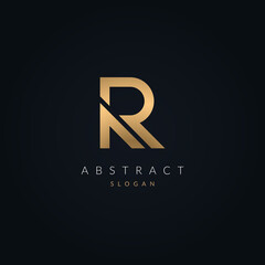 Letter R luxurious Logo Design Template. Unique Style golden and black color initial based Monogram. logotype R Symbol Icon Vector element. - obrazy, fototapety, plakaty