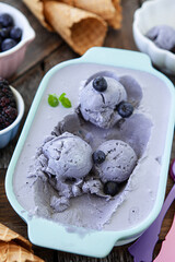 Hausgemachtes Blaubeer Eis