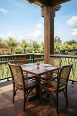 Served table at summer terrace