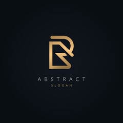 Minimal Style initial letter R logo golden and black color Design