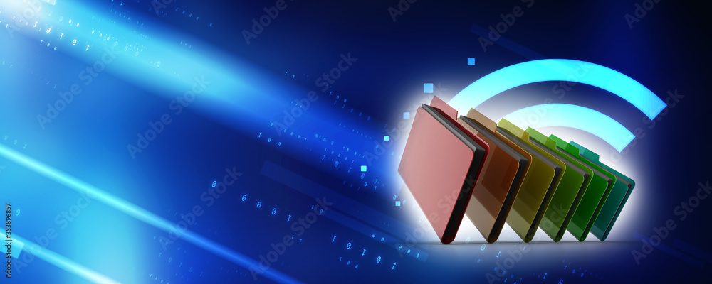 Poster 3d rendering folder with documents