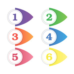 Set of colored pointers, buttons. Vector buttons with numbering.