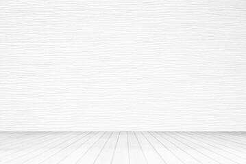 White Stucco Room with Wooden Pavement Background.