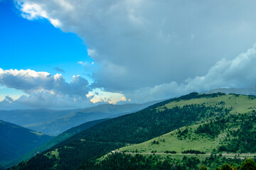 Fototapeta na wymiar Green mountains in the Catalonia Province (Pyrenees Mountains) , Spain.