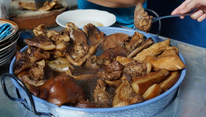 Sekba or bektim is a Chinese Indonesian pork offals stewed in mild soy sauce-based soup. The stew tastes mildly sweet and salty, made from soy sauce, garlic, and Chinese herbs.