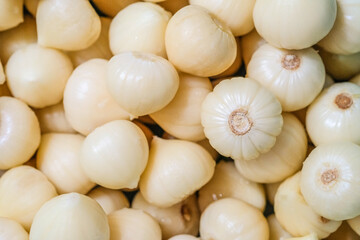 Close up raw garlic clove, background