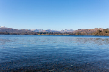 Grasmere/England - February 25th 2018: Grasmere Lake District in Northern England on sunny winters day