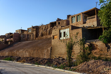 Fototapeta premium Abandoned and currently being demolished centuries old homes and buildings in the old city of Kashgar, Xinjiang Province, China