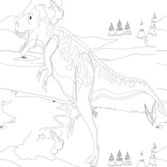 Outline Dinosaur  Illustration Suitable For Any Of Graphic Design Project Such As Coloring Book And Education