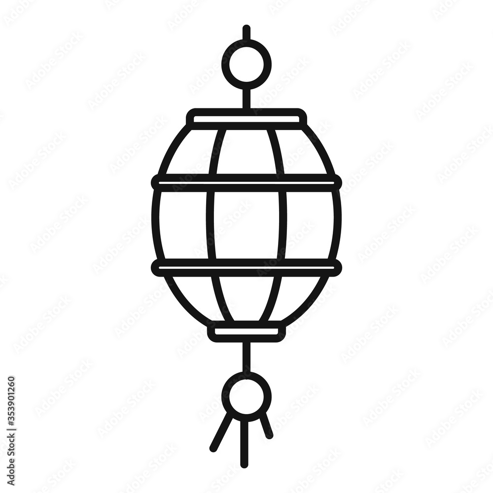 Wall mural happy chinese lantern icon. outline happy chinese lantern vector icon for web design isolated on whi