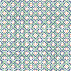 Pastel geometric abstract seamless vector pattern. Decorative mosaic ornament. Crochet fabric inspired surface print design. For textiles, stationery, scrapbook paper, gift wrap, and packaging.