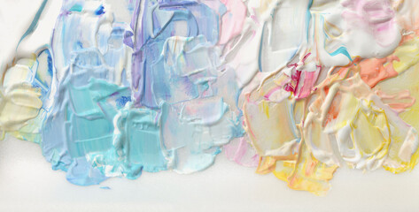 Abstract acrylic and watercolor smear blot painting.  Color horizontal texture background.